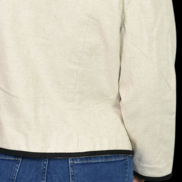 Vintage Althuser Linen Blend Blazer Jacket Beige Crop Tailored Shoulder Pads 10 - Picture 14 of 16